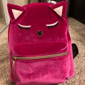 Betsy Johnson Velvet Cat Backpack